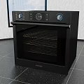 Black Samsung Electric Oven With Glass Door Control Panel And Knobs In Modern Kitchen 3d model