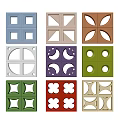 Square Decorative Architectural Panels With Various Colors And Geometric Cutout Patterns 3d model