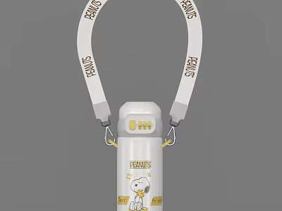 Peanuts Themed Portable Cup With White Strap And Snoopy Cartoon Print Design 3d model