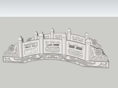 Traditional Stone Bridge With Ornate Carved Railings And Decorative Patterns 3d model