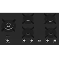 Black Six Burner Gas Cooktop Kitchen Appliance With Control Knobs