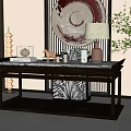 New Chinese style desk and chair combination 3d model