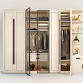 Modern White Wardrobe With Glass Doors And Interior Storage For Hanging Clothes And Folded Garments