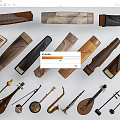 Diverse Musical Instruments And Art Supplies Showcasing Handmade Wooden Craft And Various Tool Types
