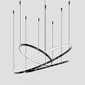 Modern Chandeliers with Sleek Curved Metal Lines and Contemporary Circular Hanging Design