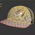 Stylish Beige Classic Pattern Cap With Tiger Graphic And Mesh Side Panels