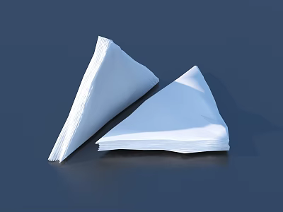 White Triangular Folded Napkins As Essential Household Items For Daily Use 3d model