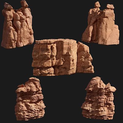 Natural Stone And Wood Decorative Pieces For Rustic Home Interior Design 3d model