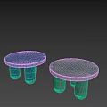 Blue And Green Round Coffee Tables With Cylindrical Legs Modern Minimalist Home Decor