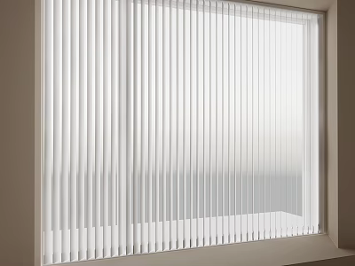 Window With White Vertical Blinds And Frosted Glass View 3d model