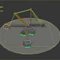 3D Crane Model With Detailed Metal Structure Displayed On Circular Platform Design