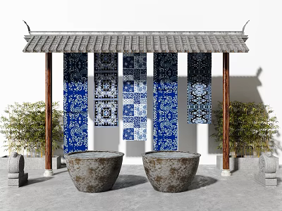 New Chinese-style Eaves Door Head Archway 3d model