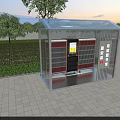 24 Hour Self Service Library Building with Transparent Roof and Green Surroundings in Urban Plaza