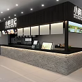 Modern Bubble Tea Shop Interior Design With Wooden Counter And Menu