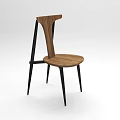 Modern Minimalist Accent Chair With Wooden Backrest Seat And Black Metal Legs