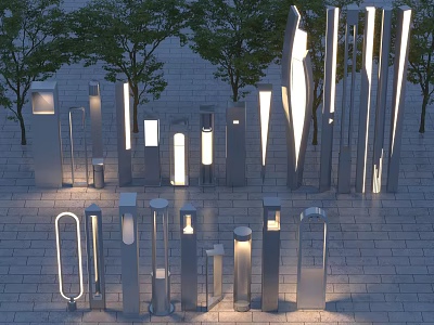 Modern Outdoor Lights With Various Styles For Courtyard And Plaza Spaces 3d model