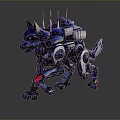 Blue And Silver Robotic Dog With Antennas And Mechanical Legs Structure