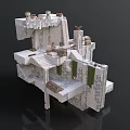 Multi Layered Architectural Structure With Stairs Platforms And Green Decorative Elements