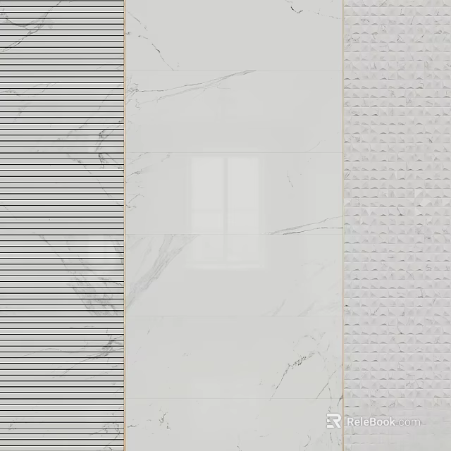 Modern Interior Wall Materials With Vertical Striped Marble Patterned And Brick Textured Panels 3d model 