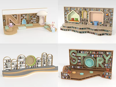Creative Story Themed Children Bookcase With Unique Letter Decorations And Playful Structure 3d model