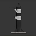 Modern Decorative Lighthouse Model With Black White Stripes Square Base Top Structure And Extending Platform 3d model