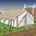Boutique Homestay Building With Arched Wooden Roof Glass Windows And Waterfront Boardwalk