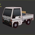 White Compact Delivery Truck With Cargo Packages In Truck Bed