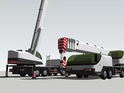 Functional Vehicles White Crane Trucks With Extendable Boom For Construction Work 3d model