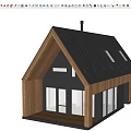 Modern Detached Villa With Gabled Metal Roof Wooden Exterior And Large Windows