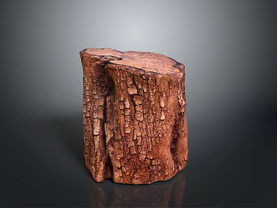 Rustic Wooden Stone Stump Decor Piece With Natural Rough Texture Design 3d model