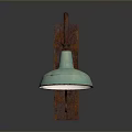Rustic Wall Light Combination With Rusted Metal Arm Turquoise Lampshade And Decorative Scroll Design