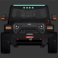 Black Pickup Truck With Roof LED Light Bar And Off Road Style Large Tires