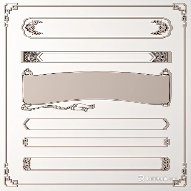 Different Styles Of Decorative Line Borders With Ornamental Patterns And Classic Motifs 3d model 