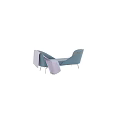Modern Blue Two Seater Sofa With Knitted Blanket Brown Cushion And Metal Legs