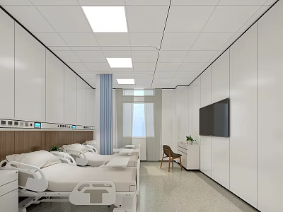 Modern medical hospital multi-person ward 3d model