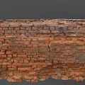 Vintage Rustic Red Brick Wall With Weathered Texture And Distressed Bricks 3d model