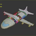Cutaway Airplane Model Showing White Fuselage Blue Windows And Red Seats