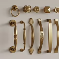 Golden Furniture Handles With Various Decorative Designs For Cabinets And Drawers
