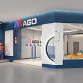 AGO Education Growth Center Interior With Reception Desk Yellow Tables Chairs Toys And Wall Posters