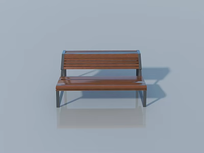 Modern Wooden Bench With Metal Frame And Light Blue Background Reflection 3d model