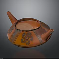 Handcrafted Traditional Red Pottery Teapot Sculpture With Intricate Black Carved Patterns