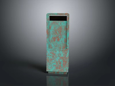Architectural Vertical Building Component With Teal Rusty Weathered Texture And Rectangular Top Opening 3d model