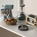 Modern Kitchen Countertop With Vintage Style Blender Toaster Bread Basket And Glasses