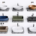 Modern wash basin wash basin counter basin faucet hardware 3d model