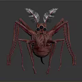 Red Insect with Long Thin Legs Transparent Antennae and Detailed Artistic 3D Render