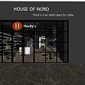 Handy's Café Cozy Modern Exterior With Glass Doors Tables And Bookshelves
