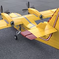 Yellow Airclinic Airplane With Twin Propellers Number 245 On Ground