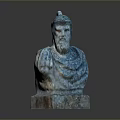 Blue Medical Education Bust Model Device with Square Base and Dark Background