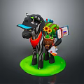 Cartoon Zebra In Blue Cap Red Scarf With Backpack Sunflower Book Letters On Green Grass