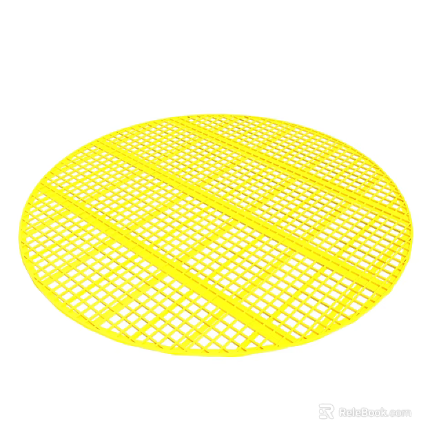 Yellow Round Grid Mat with Durable Design and Non Slip Surface 3d model